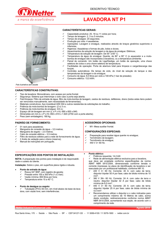 Ficha Técnica NT P1 Netter